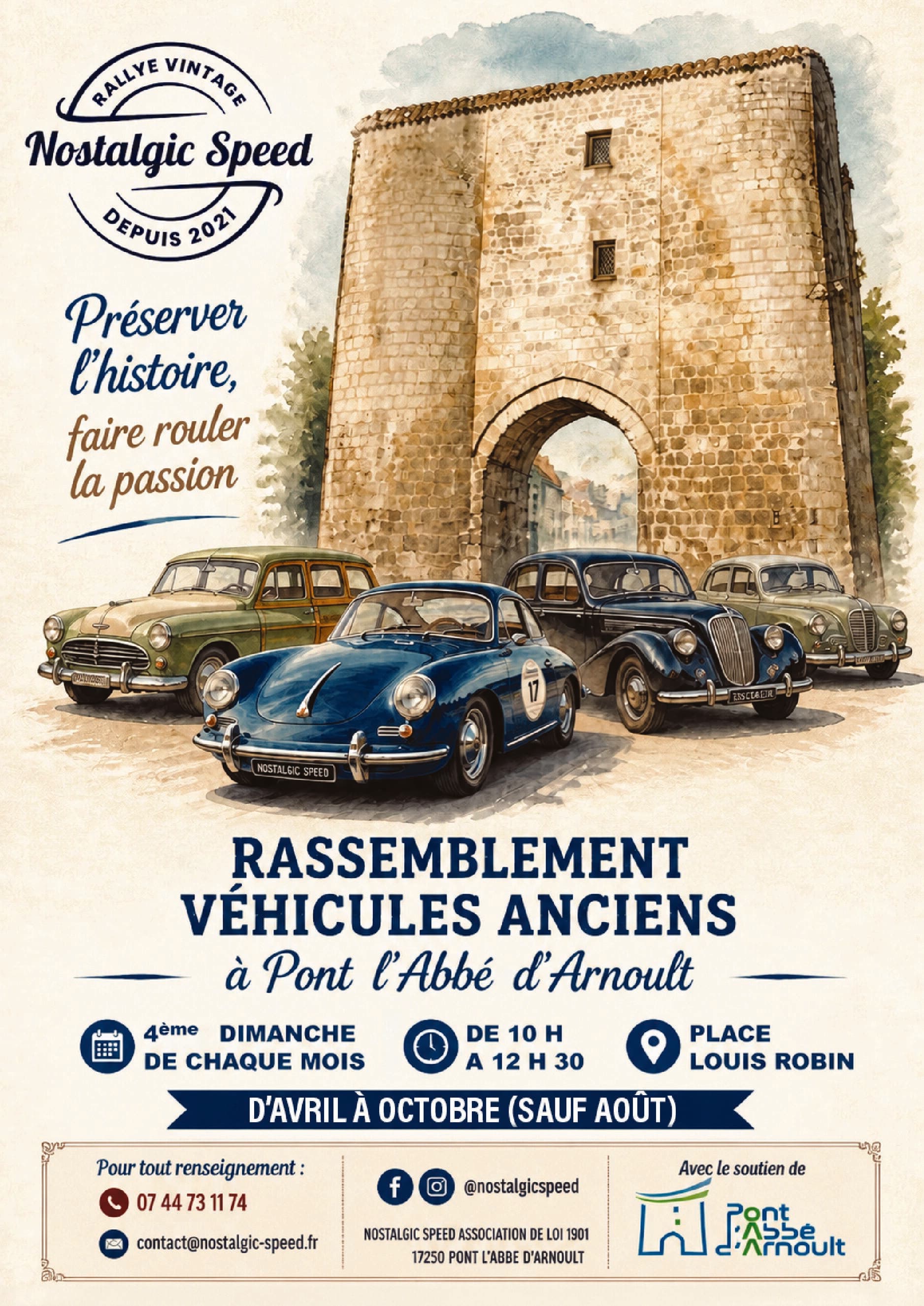 affiche de l'evenement Rassemblement de véhicules anciens à Pont l’Abbé d’Arnoult
