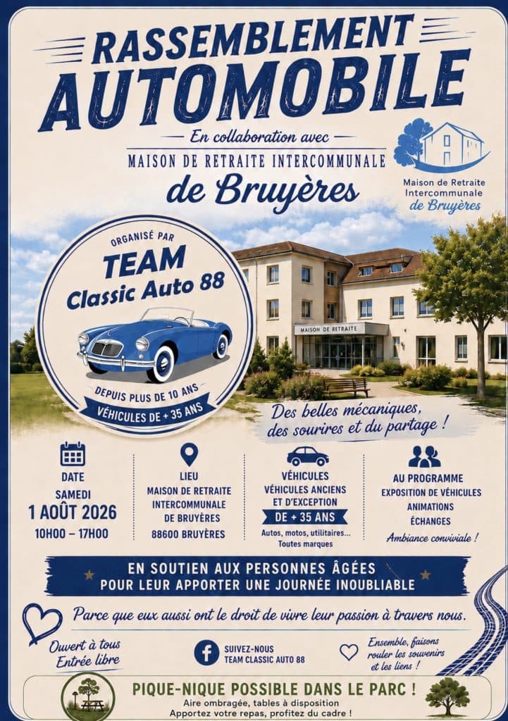Exposition de véhicules anciens à la Maison de Retraite Intercommunale de Bruyères